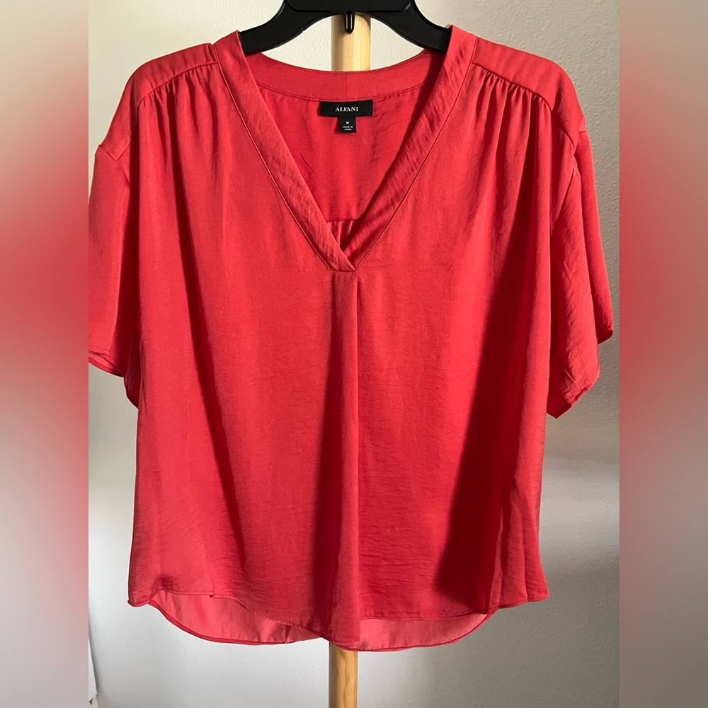 Alfani Red Relaxed Blouse M